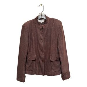 Venessa Skirt Set with Long Sleeves and Stand Collar Women's Size M Dark Brown